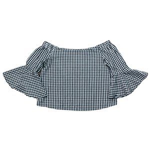 🟣 COTTON-ON Womens Size Extra Small Black White Gingham Off The Shoulder Blouse